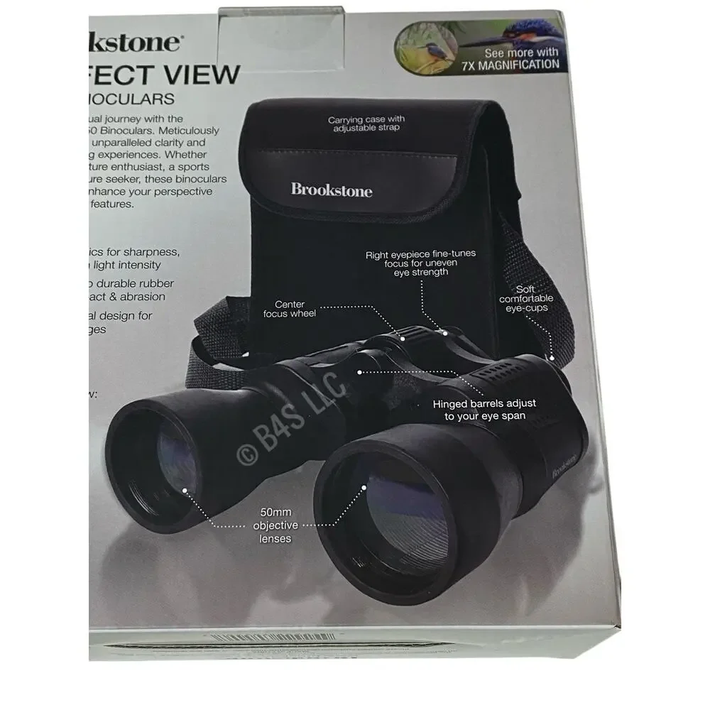 Brookstone Perfect View 7x50 Binoculars w/ Case Strap Cloth